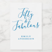 Moderner 50 Fabulous Blue Individuelle Name 50. Ge Weinetikett (Einzelnes Label)