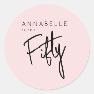Moderner 50. Fünfzigster Geburtstag Runder Aufkleber