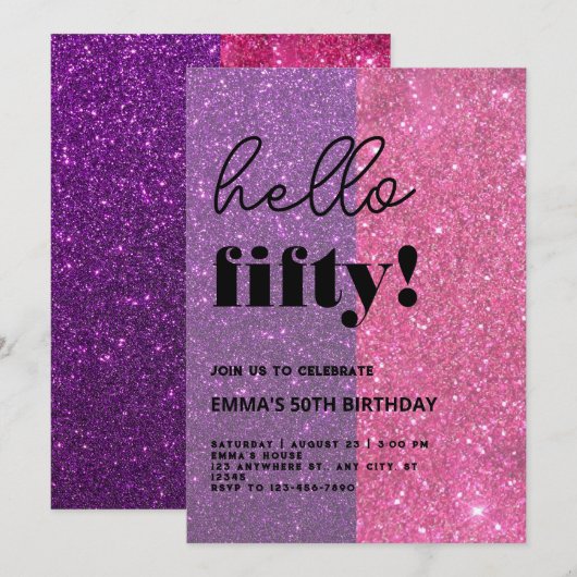 Moderner 50. Geburtstag Einladung (Vorne/Hinten)