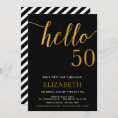 Moderner 50. Geburtstag Hallo 50 50 Geburtstag Einladung (Vorne/Hinten)