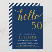 Moderner 50. Geburtstag Hallo 50 50 Geburtstag Einladung (Vorne/Hinten)