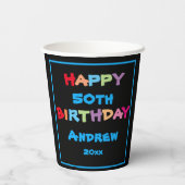 Moderner 50. Geburtstag Individuelle Name Cool   Pappbecher (Rückseite)