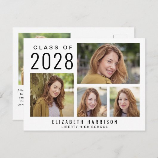 Moderner 5-Foto-Abschluss Ankündigungspostkarte (Vorne/Hinten)