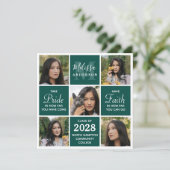 Moderner 5-Foto Collage Smaragdgrüner Abschluss Einladung (Stehend Vorderseite)