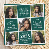 Moderner 5-Foto Collage Smaragdgrüner Abschluss Einladung