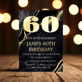 Moderner 60. Geburtstag Black Gold Foil QR Code Folieneinladung