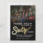 Moderner 60. Geburtstag Gold schwarz sechzig Skrip Dankeskarte (Vorderseite)