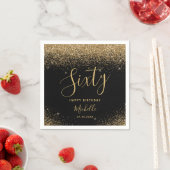 Moderner 60. Geburtstag Schwarzer Glitzer Name Serviette (Beispiel)