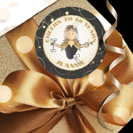 Moderner 60. Geburtstag Spaß auf 60 Gold Black Runder Aufkleber