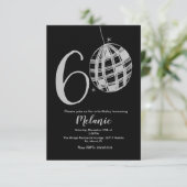Moderner 60. Script Bold Black Disco Glitzer Invit Einladung (Stehend Vorderseite)
