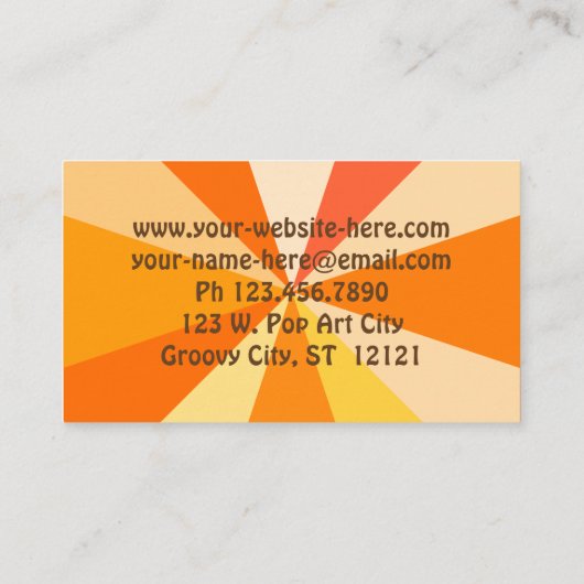 Moderner 60er der Pop-Kunst Funky geometrische Visitenkarte (Rückseite)