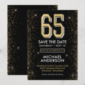 Moderner 65. Geburtstag in Schwarz Save The Date (Vorne/Hinten)
