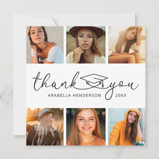 Moderner 6 Foto Abschluss Dankeskarte (Vorderseite)
