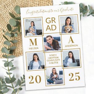 Moderner 6 FotoCollage Custom Chic Gold Abschluss Ankündigung