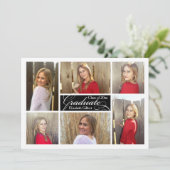 Moderner 6-Fotomaterial kundenspezifischer Abschlu Einladung (Stehend Vorderseite)