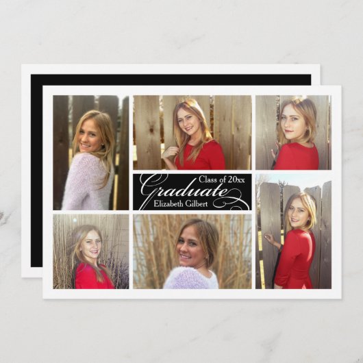 Moderner 6-Fotomaterial kundenspezifischer Abschlu Einladung (Vorne/Hinten)