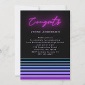 Moderner 70er Retro Neon Foto Abschluss Einladung (Rückseite)