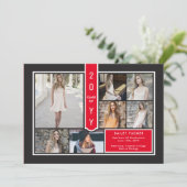 Moderner 7-Foto Uni Rot & Schwarz Abschluss Ankündigung (Stehend Vorderseite)