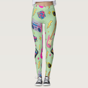 Moderner 80er Stil Hübsch Neongrün Leggings