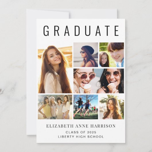 Moderner 8-Foto Collage Abschluss Ankündigung (Vorderseite)