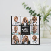 Moderner 8-Foto Collage Personalisierter Abschluss Ankündigung (Stehend Vorderseite)