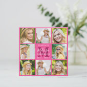Moderner 8-Foto Collage Pink Abschluss Einladung (Stehend Vorderseite)