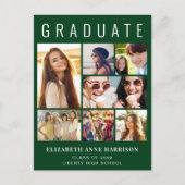 Moderner 8 Foto Grüner Abschluss Ankündigungspostkarte (Vorderseite)