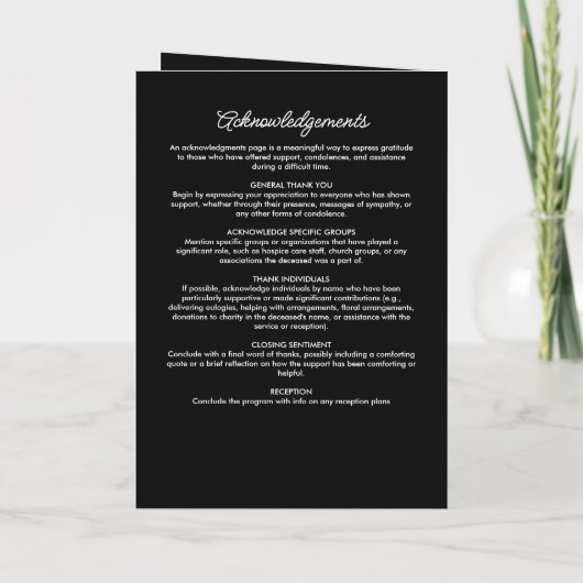 Moderner 9-Foto-Begräbnisdienst Programm (Rückseite)