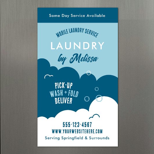 Moderner Abhol-Waschservice Blau & Weiß Magnet