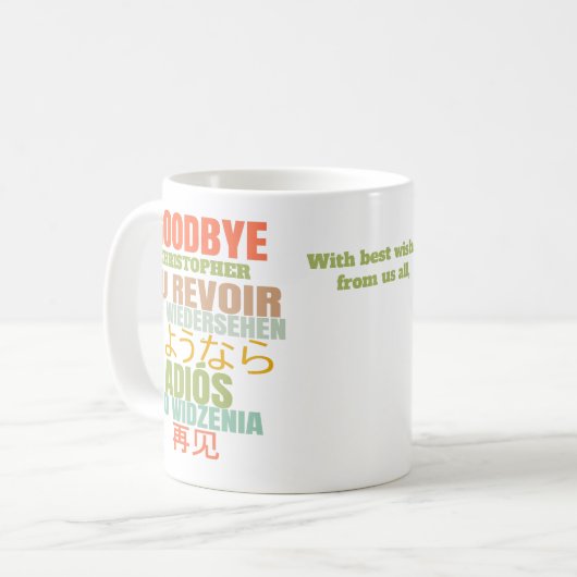 Moderner Abschied Verlassend Kaffeetasse (Vorderseite Links)