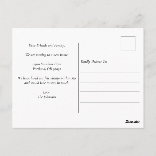 Moderner Abschiedswechsel Anschrift Neuer Zuhause- Postkarte (Rückseite)