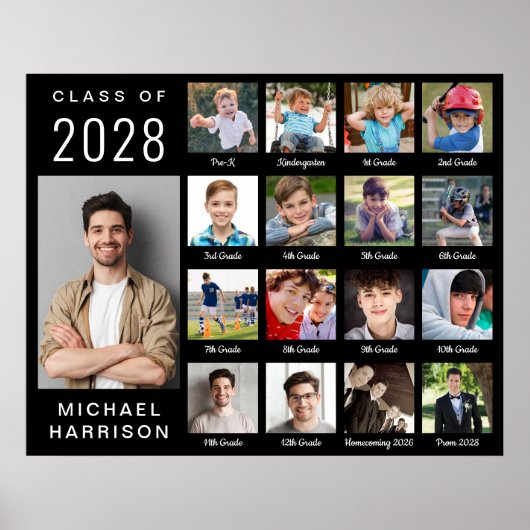 Moderner Abschluss 17 Fotocollage Schwarz Poster (Vorne)