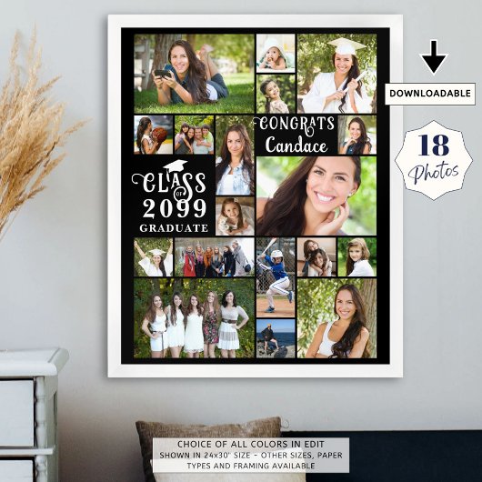 Moderner Abschluss 18 Jahr der Fotocollage Poster