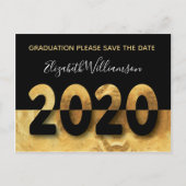 Moderner Abschluss 2020 Save the Date Gold Postkarte (Vorderseite)