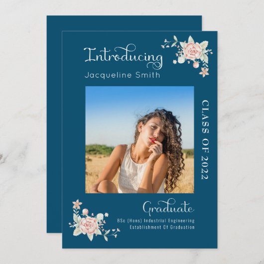 Moderner Abschluss 2022 Foto Einladung (Vorne/Hinten)