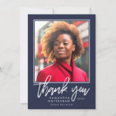 Moderner Abschluss 2022 Foto Navy Blue Dankeskarte (Vorderseite)