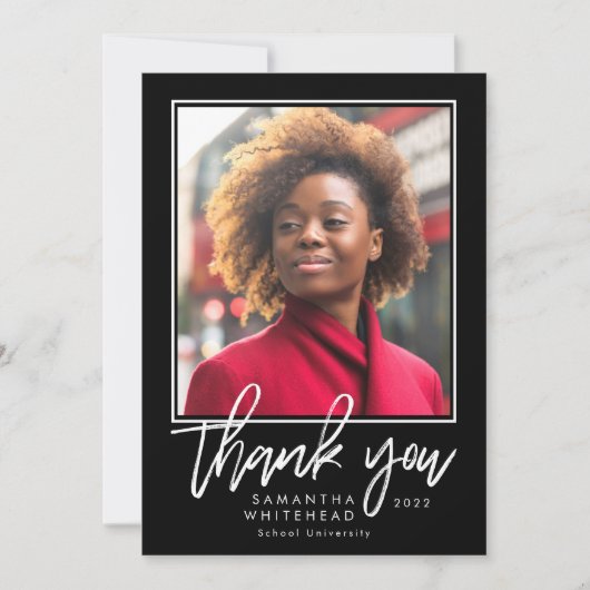 Moderner Abschluss 2022 Foto Schwarz Dankeskarte (Vorderseite)