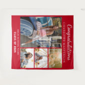 Moderner Abschluss 2025 - Collage Red Backdrop Wandteppich (Vorderseite (Horizontal))