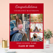 Moderner Abschluss 2025 FotoCollage Rot Acrylschild (Hochzeit)