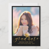 Moderner Abschluss 2 Foto Gold Script Cap auf Blac Ankündigung (Vorderseite)