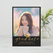 Moderner Abschluss 2 Foto Gold Script Cap auf Blac Ankündigung (Stehend Vorderseite)