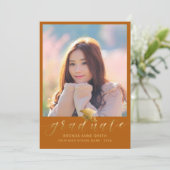 Moderner Abschluss 2 Foto Gold Script Cap Orange Ankündigung (Stehend Vorderseite)