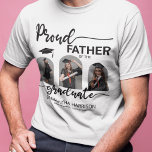 Moderner Abschluss | 3 Arted Foto Collage T - Shir T-Shirt<br><div class="desc">Feiern Sie Ihren Absolvent mit diesen modernen, gewölbten 3 Foto stolzen Vater Shirts. Mit einem weißen Hintergrund, Skript, das lautet "PROUD VATER OF THE GRADUATE", Ihr Lieblings-Abschluss Foto in Form von Bögen und personalisiert mit ihrem Namen, Ihre Schule/Uni-Name und die Klasse von 20XX. Das Design kann leicht auf jedes zazzle...</div>