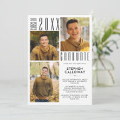 Moderner Abschluss 3 Fotos Minimalistische Typogra Ankündigung (Stehend Vorderseite)