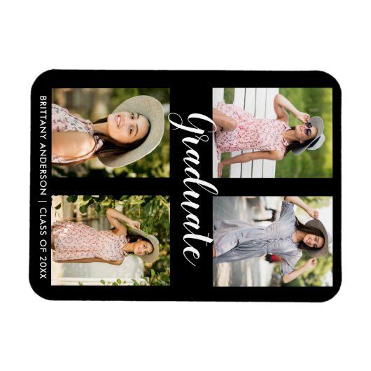 Moderner Abschluss 4 Foto Ankündigung Magnet (Horizontal)