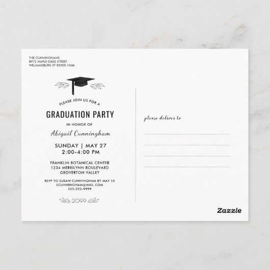 Moderner Abschluss 4 Foto Blush Wasserfarbe Postkarte (Rückseite)