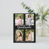 Moderner Abschluss 4 Foto Party Einladung (Stehend Vorderseite)