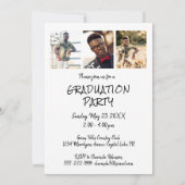 Moderner Abschluss 4 Fotos Handschrift Einladung (Rückseite)