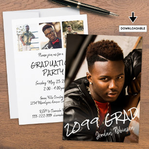 Moderner Abschluss 4 Fotos Handschrift Einladung