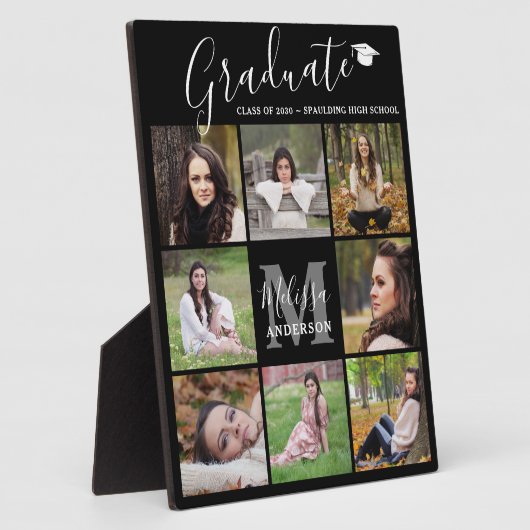 Moderner Abschluss 8 FotoCollage Black Graduate Fotoplatte (Seite)